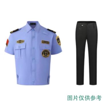 沽衣邦 保安工作服套装蓝色短袖 黑色裤子（不含领带） 蓝色短袖 黑色裤子（不含领带），170
