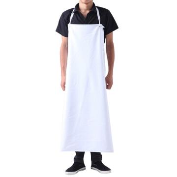 共泰 PVC防水围裙 耐弱酸碱工作服围裙 水产屠宰厨房食堂家务清洁围腰加厚款 均码 40丝 白色
