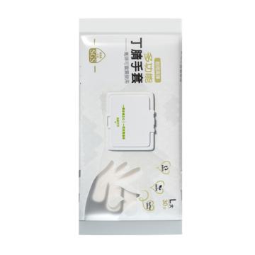 拓德 一次性丁晴手套无粉，光面，4g，精装版，30只/袋 TD-GL6011C，白色，S码