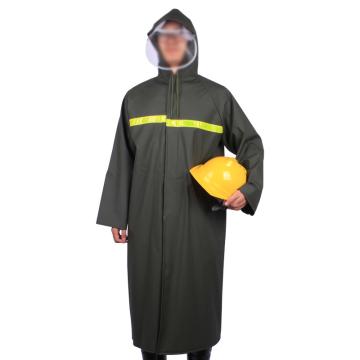 成楷科技 加厚防水防汛雨衣 户外双帽檐反光雨披加长款男士雨衣墨绿色 CKB-Y109G-XL
