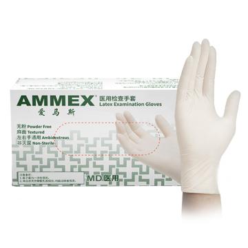 AMMEX/爱马斯 一次性医用检查乳胶手套100只/盒，大号 TLFMD46100