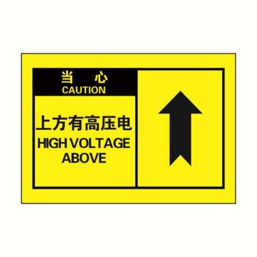 安赛瑞 OSHA当心警示标签-上方有高压电，黄底黑字，127×89mm 32960