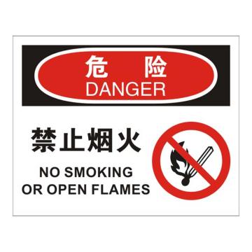 Raxwell OSHA安全标识危险-禁止烟火(有图)，250*315mm，1mm厚铝板 RSSO0108