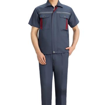 Raxwell 夏季短袖工作服套装涤棉，铁灰色，190 RW8690