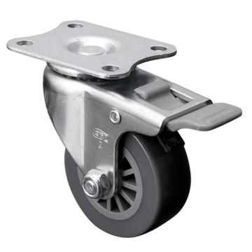 易得力 平顶刹车聚氨酯(PU)脚轮脚轮小型2寸35kg 26122H-262-73