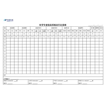 影艺随行 氨站运行记录表，印刷品A3，297mm*420mm，50页/本 氨站运行记录表-A3