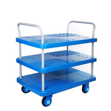 连和 超静轮三层双扶手车板式手推车超静轮 150kg 台面740*490mm PLA150-T3-D