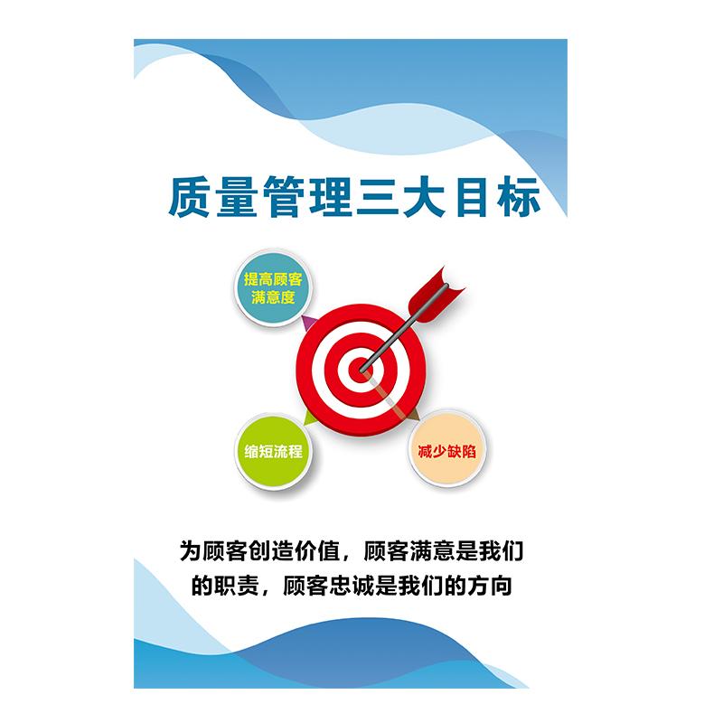帛拉 质量管理海报"质量管理三大目标"，PP户外背胶，600*800mm 71355