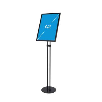 伏兴 不锈钢双杆立式展示牌，A2黑色圆底 C1222