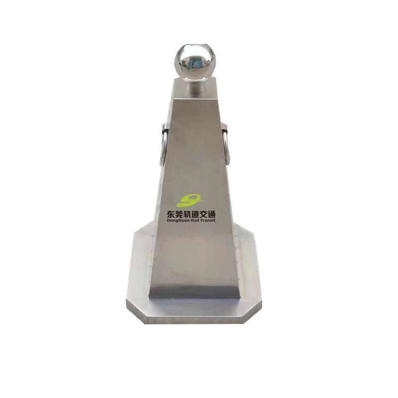 月桐 不锈钢圆球路锥银色 300×300×600mm 约3.5kg 东莞轨道交通logo 四面双色 DYT-XCY0372A