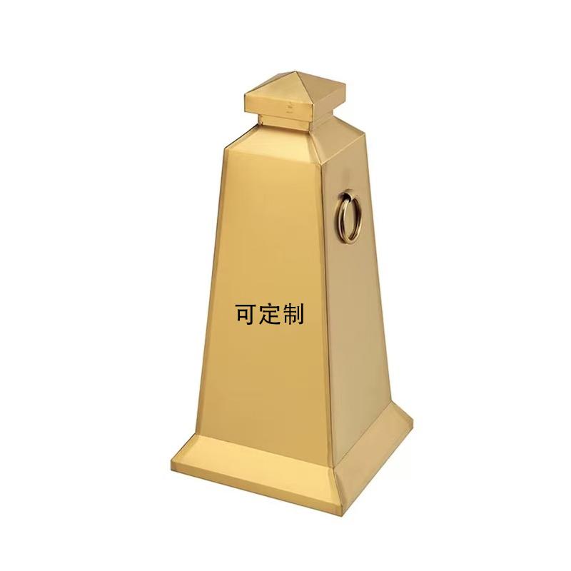 月桐 不锈钢方正路锥可定制 钛金色 320×320×670mm 重约3.5kg YT-XCCG2334