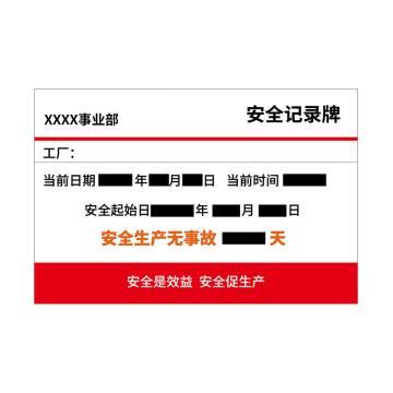 戴利 安全记录电子显示，金属边框加亚克力面板UV打印镂空 配LED显示屏 600*900mm