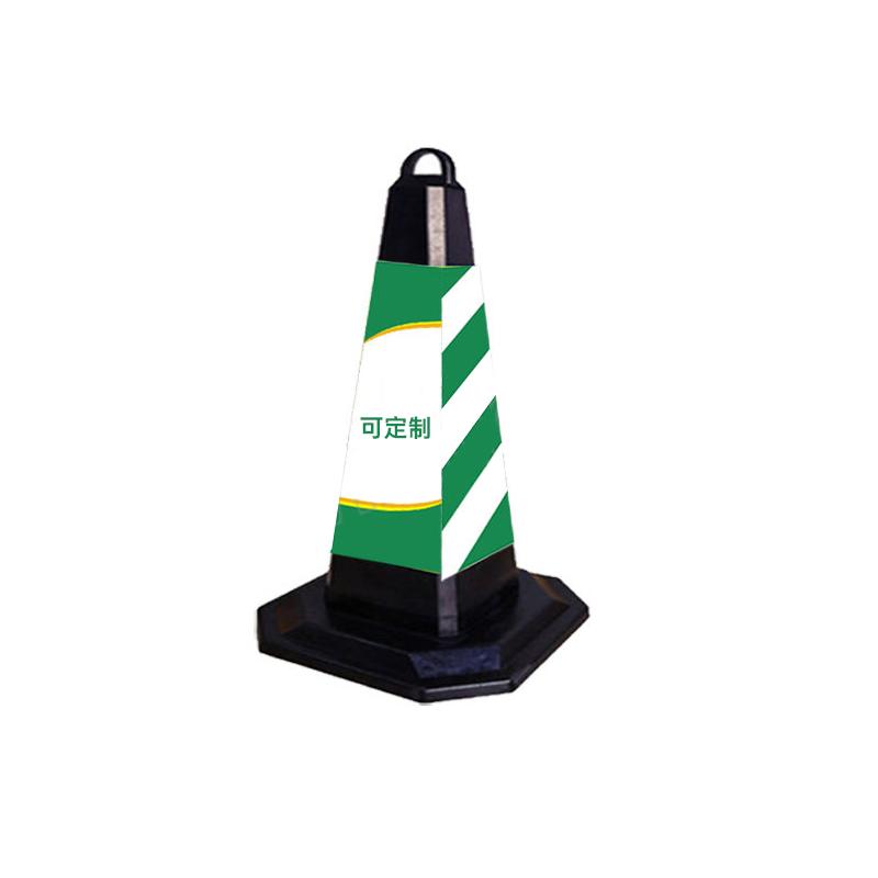 月桐 橡胶路锥方锥可定制logo 380×380×700mm 绿白色 约3kg DYT-XCS0632A