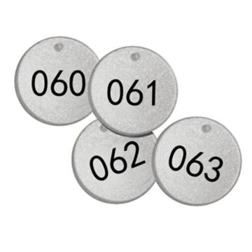 安赛瑞 反光塑料号码吊牌-圆形，Ф38.1mm，银底黑字，号码051-075 14777