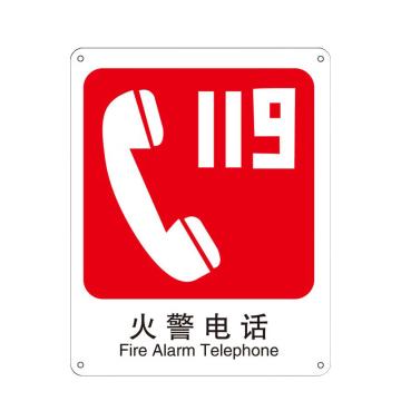 安赛瑞 自发光消防安全标识火警电话 250*315mm红色 EA100676