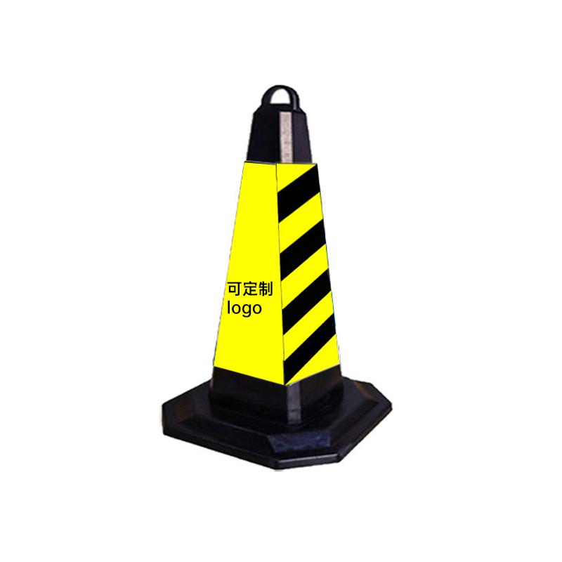 月桐 橡塑路锥方锥可定制logo 350×350×650mm 黄黑色膜 约2kg DYT-XCY0878