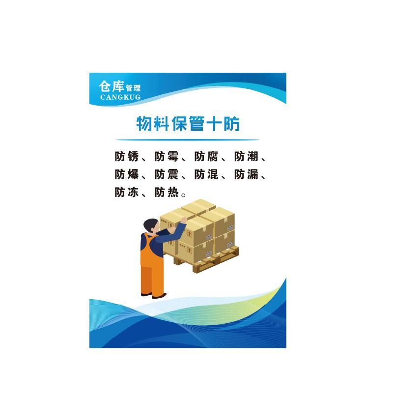 帛拉 仓库管理海报"物料保管十防"，PP户外背胶，600*800mm 71403