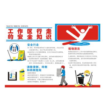 Raxwell 安全教育挂图-工作区行走的安全知识，750mm（长）*500mm（宽），3M不干胶 RSSJ0051