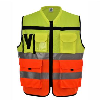安大叔 高警示反光背心，100％涤纶针织布，3M视觉丽反光带，荧光黄拼橙，JJ-A856 JJ-A856-XXL