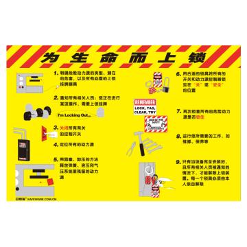 安赛瑞 为生命而上锁，ABS板，75cm×50cm 30407