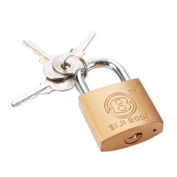 BOSI/波斯 仿铜铁挂锁黄色不通开锁体宽度50mm锁钩净高27mm含钥匙×3 BS531450，