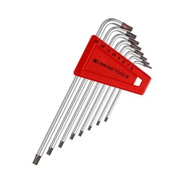 PB SWISS TOOLS 加长带孔防盗星形内六角扳手套装，中孔花型扳手套装8件套 PB 411.BH 6-25(7 610733 228669)
