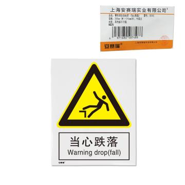 安赛瑞 国标标识-当心跌落，不干胶材质，250×315mm 30742