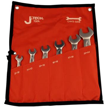 JETECH/捷科 公制双开口呆扳手套装，铬钒钢，6件套，407006件套 OWS-S6B