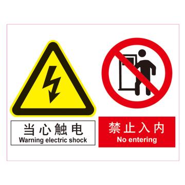 嘉辽 GB安全标识-当心触电 禁止入内，自粘性乙烯，250×315mm BSF1122