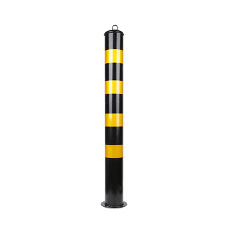 月桐 钢管警示柱φ114mm 高度1000mm 底座φ160mm 黑黄色 加厚固定款 YT-XJSZ28