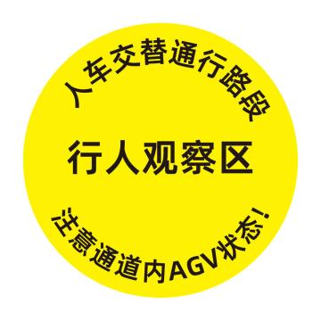 布朗森 地贴警示标识-行人观察区，人车交替通行路段，?300mm A8604