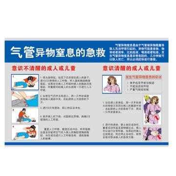 Raxwell 安全教育挂图-气管异物窒息的急救，750mm（长）*500mm（宽），3M不干胶 RSSJ0039