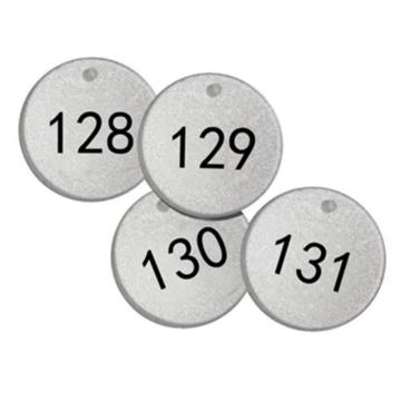 安赛瑞 反光塑料号码吊牌-圆形，Ф38.1mm，银底黑字，号码126-150 14780