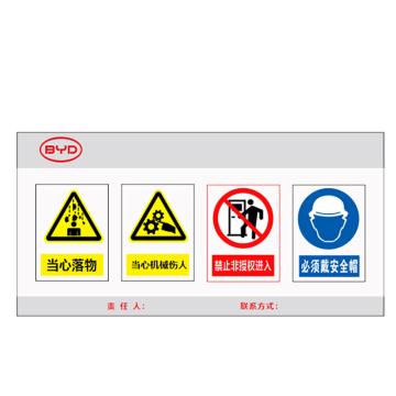 飞马乐 线体围栏区警示标识，黑胶可移车贴覆水晶膜围栏区域 围栏区域采用尺寸为400*300mm