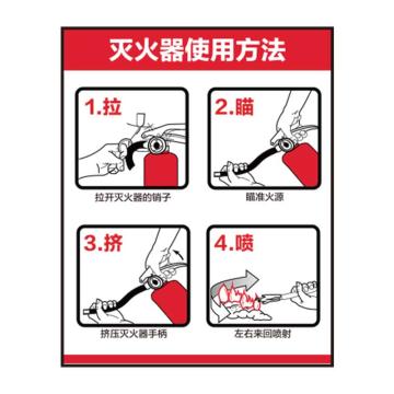 布朗森 消防安全标识-，灭火器的使用方法，250x315mm，自粘性乙烯 A63940101