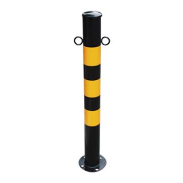 嘉辽 75cm，侧耳提环型钢管警示柱，黑色烤漆黄色贴膜 JT1224