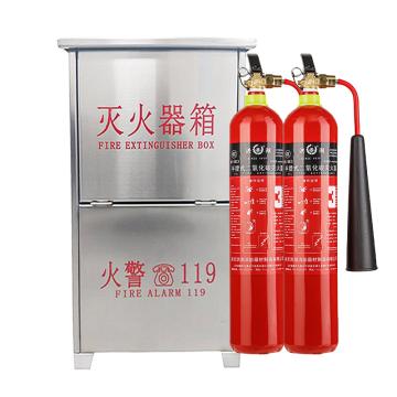 卡威 二氧化碳灭火器套装（含2具洪湖品牌灭火器），720*450*220mm，MT/BE3*2（高）-201不锈钢0.8mm KVSN0203