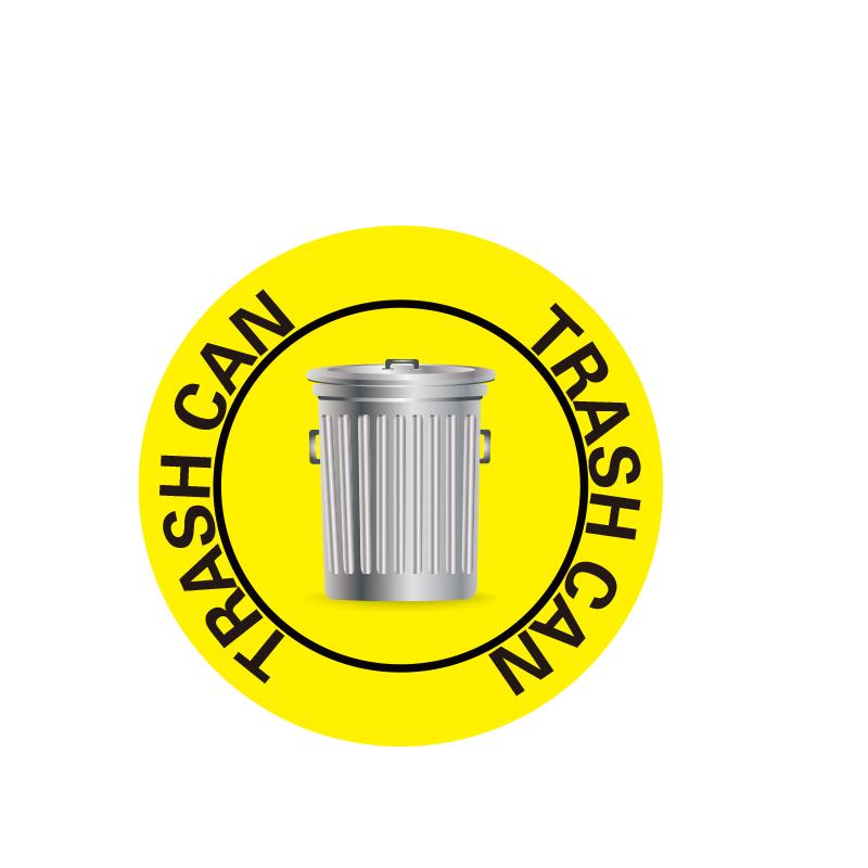 BOLA 地贴警示标识-经济型"TRASHCAN"，3M不干胶+普通地贴膜，直径400mm 82025A