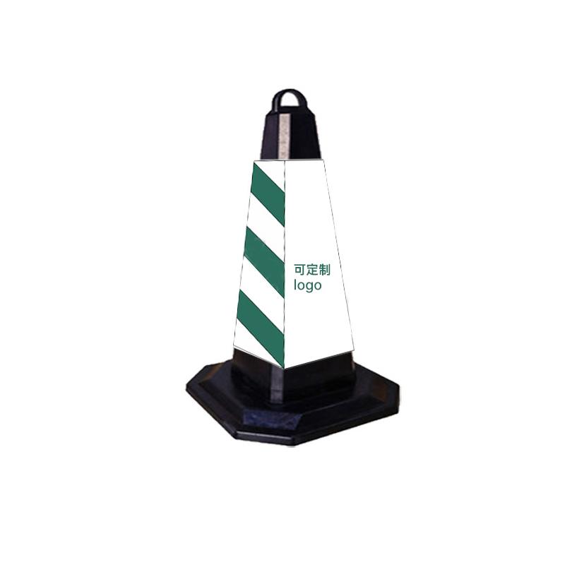 月桐 橡胶路锥方锥可定制logo 350×350×650mm 绿白色 约2kg DYT-XCY0342