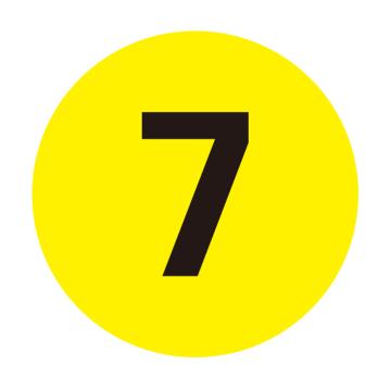 安赛瑞 耐磨库位编号地贴（7），不干胶覆3M膜，Ф200mm 12156