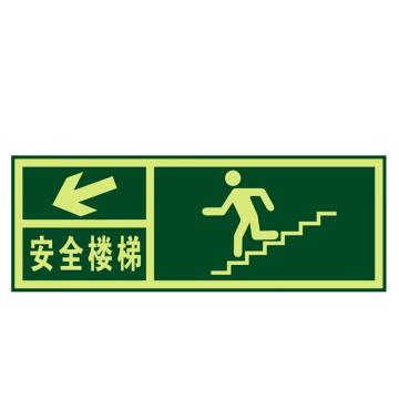 谋福 夜光安全出口，墙贴，疏散标识指示牌，（安全楼梯左下箭头） 8110