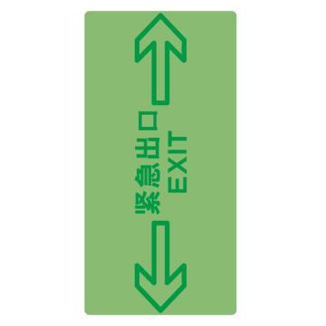 帛拉 消防安全出口地贴荧光标识-双向，300×150mm，18小时持续发光膜，表面覆3M超强耐保护膜 RSRS0013