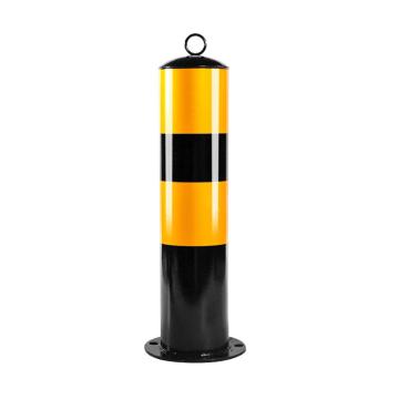 布朗森 钢管警示柱顶环固定立柱，高500mm，管径114mm，底座宽165mm，壁厚1.5mm，黑黄 A9131