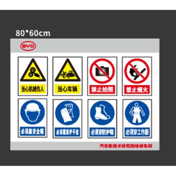 戴利 安全防护标识 5毫米透明亚克力背喷600*800mm
