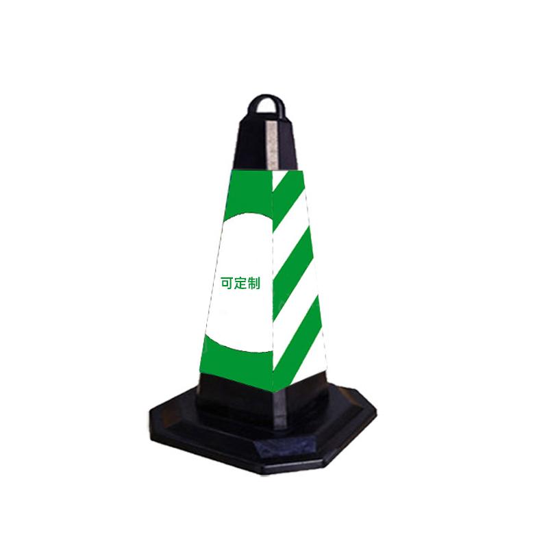 月桐 橡胶路锥方锥可定制logo 380×380×700mm 绿白色 约3kg DYT-XCS0633A