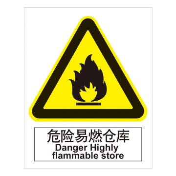 嘉辽 GB安全标识-危险易燃仓库，ABS工程塑料，250×315mm BSF1125