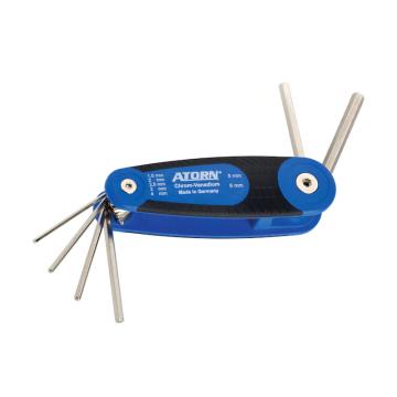 哈恩库博 HAHN+KOLB ATORN六角螺丝刀套件，7件，1.5–6mm，放于折叠式手柄中 52130100