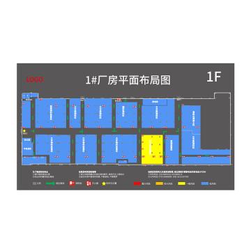 戴利 工厂平面布局图 497*800*5mm亚克力烤灰色漆内容丝印