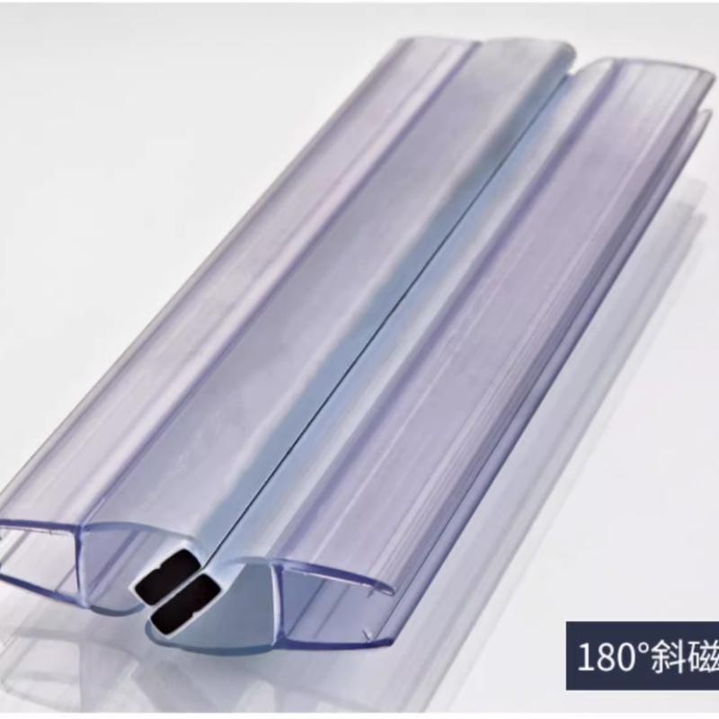 俱威 浴室玻璃门磁吸防水条防撞条 2米 两支{一付} 玻璃厚度8MM 角度180°