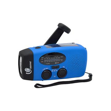 安赛瑞 太阳能应急收音机便携式手摇台风海啸地震手摇应急充电收音机电筒 600mah 蓝色 310314